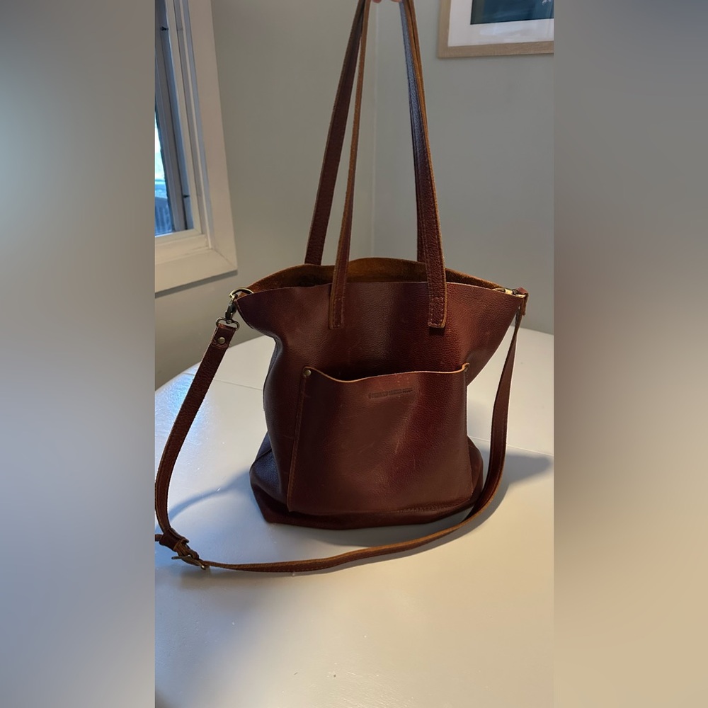 Portland leather cross body tote